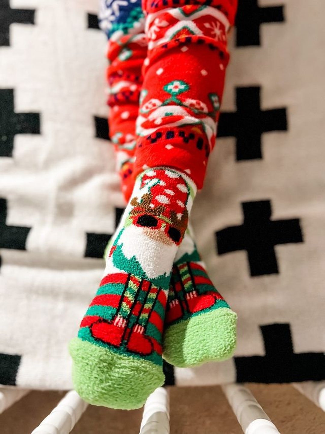 Fuzzy Holiday Gnome Slipper Socks: Non-skid Comfy Pajama Socks (2PK) - Etsy