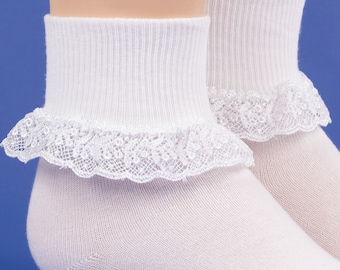 Chantilly Lace Ruffle Turn Cuff Socks: Baby, Toddler & Girl's Dress Socks 1 Pair Pack