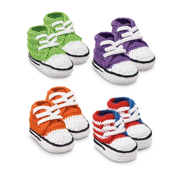 Newborn Crib Shoes Hand Crochet Converse Sneakers Knit Booties Newborn Baby Girls Boys Socks Baby Shower Gift with Gift Box