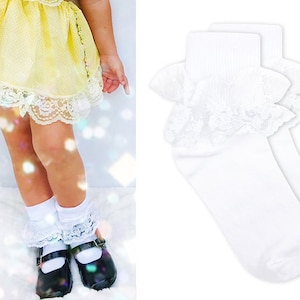 Girls Ankle Socks Girls Ruffle Lace Socks Eyelet Floral Mesh Cotton Frilly Ankle Soft Dress Kids Princess Socks Features Socks For Boy Green 4y