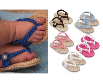 Crib Shoes Hand Crocheted Flip Flop Sandal Knit Booties Blue Pink White Brown Newborn Baby Girls Boys Socks Baby Shower Gift with Gift Box