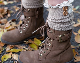 Girls Crochet Lace Knee High Socks: Vintage Cotton Knit Boot Socks, 1 Pair Pack