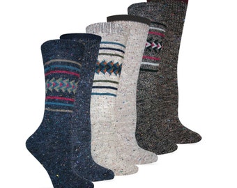 Womens Wool Blend Crew Socks: 2 Pair Aztec Pattern Boot Hiking Everyday Mother's Day Gift