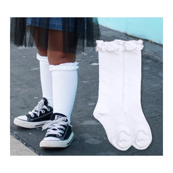 Girls Baby Ruffle Bow Stripe Cotton Long Socks & Tights – Calf High, 38cm, Princess & Fairy Theme - View #3