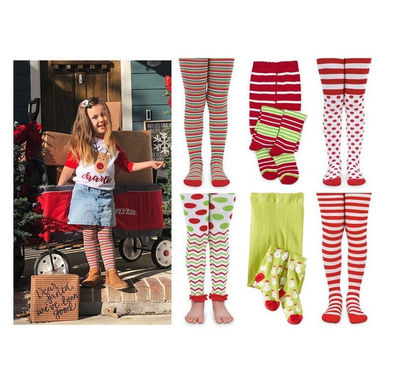  Candy Cane Striped Tights for Girls  Kid's Christmas Leggings,  Red & White Stripes Elf Stockings For Christmas : Clothing, Shoes & Jewelry
