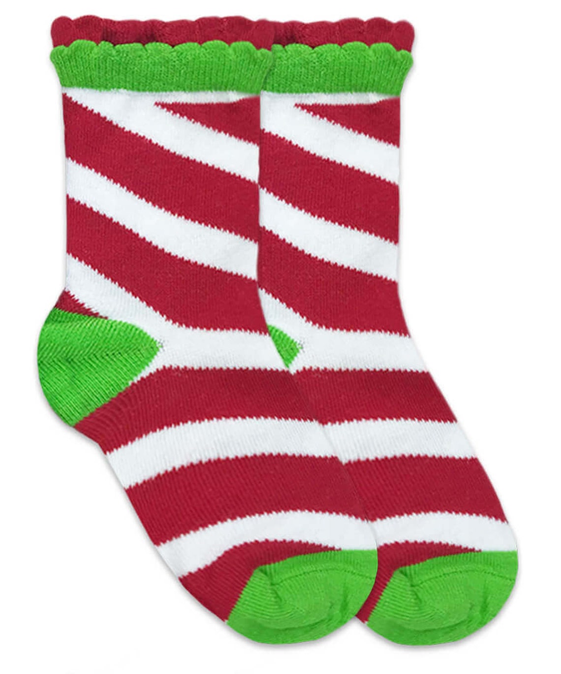 Christmas Socks Girls Holiday Stripe Ruffle Scallop Lace Trim  Etsy