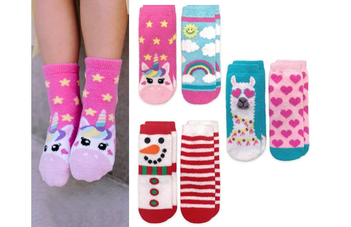 Girls Slipper Socks Fuzzy Non Skid Gripper Fashion Pattern | Etsy