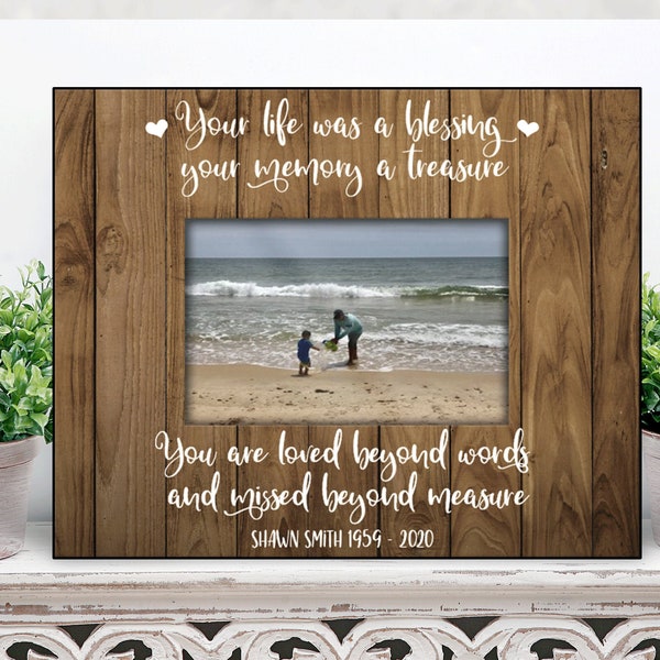 Loss mom dad sister Grandma Frame / Personalized Sympathy Picture Frame Memorial Frame  Memorial Bereavement Gift  Your Life Was A Blessing