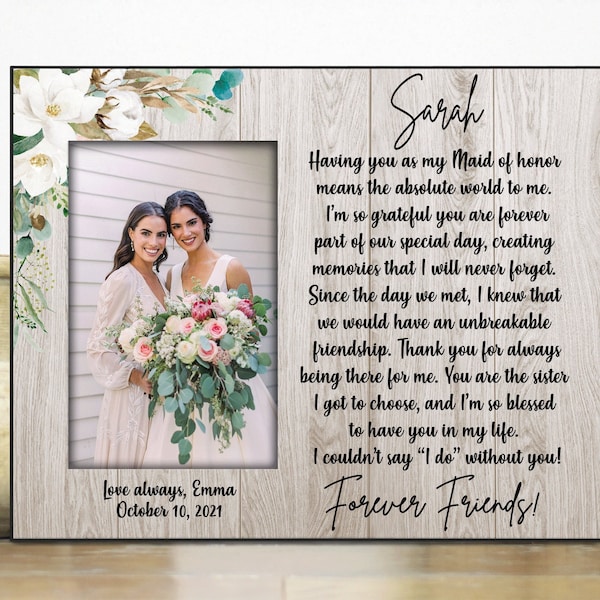 Maid of Honor Gift picture frame / Matron of Honor Gift / Best friend of the bride gift / Wedding Gift for Best Friend / Bridesmaid gift
