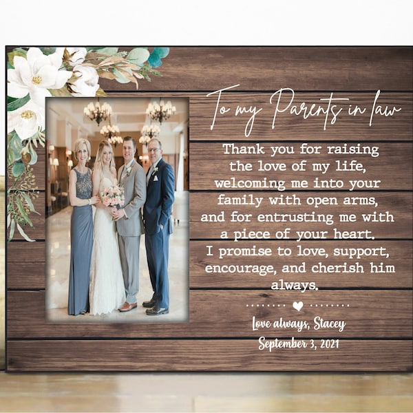 Parents in Law Wedding gift from Bride / personalized picture frame / Wedding gift for parents of the Groom from Bride