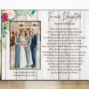 Daughter gift from parents on her Wedding Day / Daughter wedding gift from mom and dad / personalized picture frame / Gift for bride