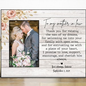 Mother in Law Wedding gift from Bride / personalized picture frame / Wedding gift for mother of the Groom from Bride / Christmas gift