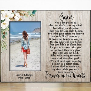 Pérdida de hermana Regalo Marco de fotos conmemorativo Condolencias Recuerdo Memorial Duelo Condolencia Recuerdo En memoria de amor