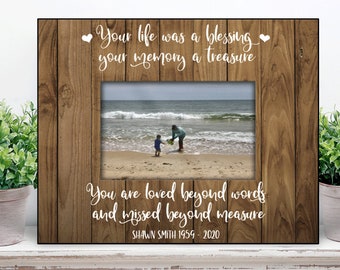Loss mom dad sister Grandma Frame / Personalized Sympathy Picture Frame Memorial Frame  Memorial Bereavement Gift  Your Life Was A Blessing