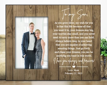 Son gift from mom / son wedding gift from mother / personalized picture frame / Graduation gift for son / Christmas gift / birthday gift
