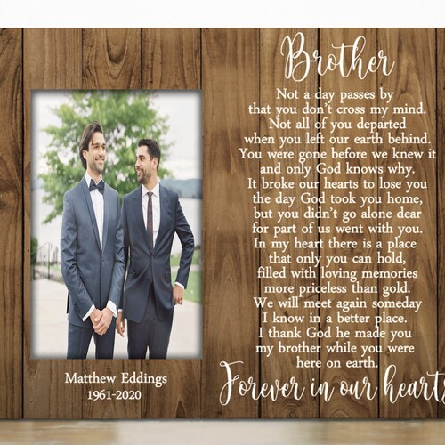 Brother Memorial Picture Frame Loss of Brother Sympathy Gift Etsy