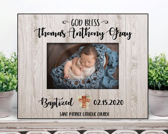 Baptism gift for boy / God Bless this boy / Christening gifts for boys / Personalized Baptism picture frame for boy Baptism gift for godson