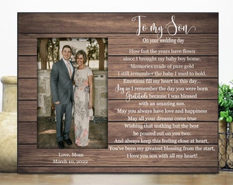 Gift for Son on his Wedding Day from mom / son's picture frame from mom / Son's wedding gift from mother / Groom's gift from mom