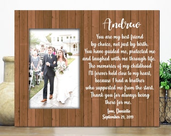 Siblings wedding picture frame / Wedding picture frame for brother of the bride / gift for brother / brother's picture frame gift