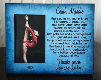 Cheerleader coach picture frame gift // cheer coach gift  // End of Season thank you Gift for coach / holds 4x6 photo