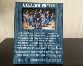 Coach prayer picture frame gift // soccer football Cheerleading , basketball, Gymnastics Team Coach / End of Season thank you Gift for coach