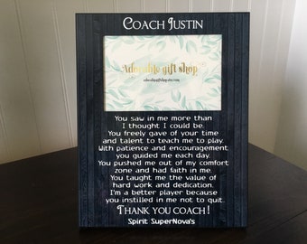 Coach picture frame gift // basketball, football, Gymnastics, Team Coach, Cheerleading / End of Season thank you Gift for coach / holds 4x6