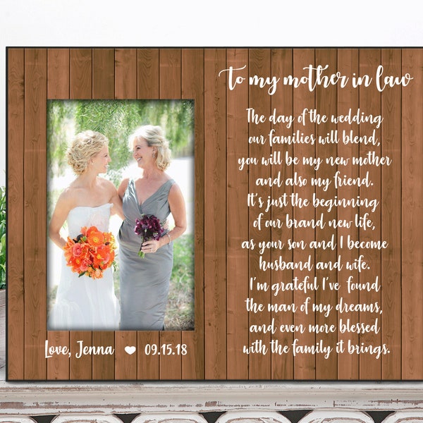 Mother in law gift picture frame / personalized mother in law wedding picture frame  / mother of the groom gift / The day of the wedding
