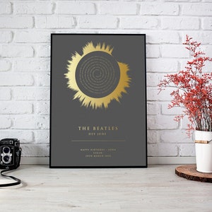 Custom Song Print - SOUND WAVE Art, Custom Soundwave Art with Song & Lyric, Faded Sound Wave Effect, Anniversary Gift, Gold Effect