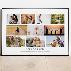 Impresión de póster con collage de fotografías personalizado en papel de bellas artes con marco / Regalo de San Valentín / Collage de fotografías enmarcado / Impresión de hasta 10 imágenes