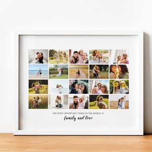 Fathers Day Gift | Photo Collage Print with Frame | Up to 20 PICTURE Grid COLLAGE | Framed | Personalized Gifts for Dad Daddy Father