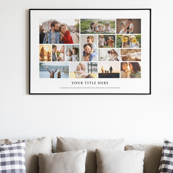 Photo Collage with Frame | Up to 20 PICTURE COLLAGE Framed Print | Bilderrahmen Collage | Christmas Birthday Wedding Family Gift with Photos