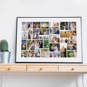 Up to 40 PICTURE COLLAGE Framed Fine Art Print | Photo Collage Frame | Anniversary Birthday Wedding Family Gift with Photos
