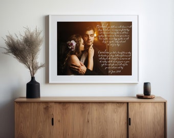 Personalized Fine Art Print with Vows, Wedding Vows Custom Print, Wedding Picture with Vows/Lyrics/Poem, Anniversary Gift, Framed