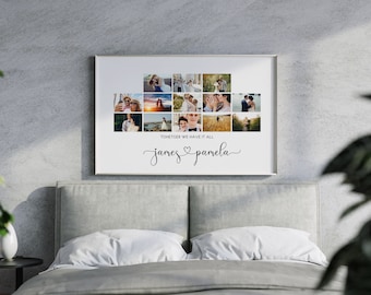 Collage Picture Frame | Up to 20 Photo Collage | Custom Design Framed | Family Wedding Photos Pictures | Many Frames Available