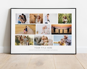 Custom Photo Collage Poster Print on Fine Art Paper with Frame | Valentine's Day Gift | Framed Photo Collage | Up to 10 Pictures Print