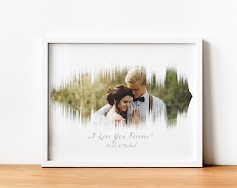 Custom SoundWave Art Print with Wedding Photo, Sound Wave Print, Fine Art Poster Print with your Song and Picture, Personal Wedding Gifts