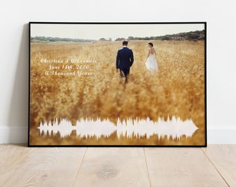 Sound wave Art Giclee Print Framed Personalized Poster Print with Waveform and Picture Sound wave Art Print on Fine Art with Frame