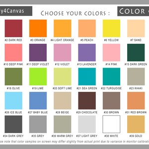 May include: Color chart with 40 different color swatches. Each swatch is labeled with a number and a color name. The chart is titled "Choose Your Colors: Color Chart".