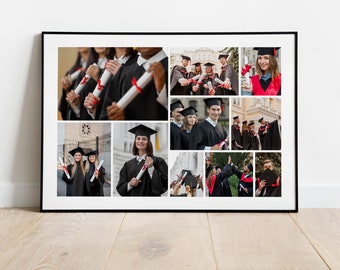 Graduation Collage Gift | Up to 20 PICTURE COLLAGE Framed Fine Art Print | Photo Collage Frame | Graduation Gift with Pictures