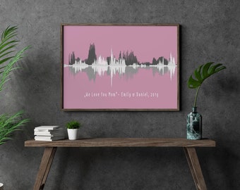 Impresión artística de ondas de sonido en blanco y negro, ondas de voz, cumpleaños, aniversario, día de la madre, regalo del día del padre, impresión de SoundWave con su voz