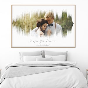 Custom SoundWave Art Photo Poster Print, Fine Art Print with any Song and Photo and Lyrics, Wedding Photo Print, Framed or Unframed