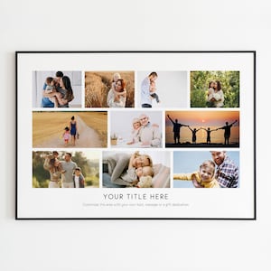 Photo Collage with Frame Print | Picture Collage Framed |  Up to 10 Photos | Custom Collage | Many Frames Available | Fathers Day Gift Idea