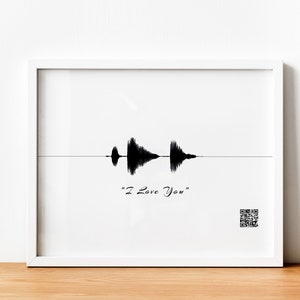 Personalized Voice Poster Print with QR Code | Custom Soundwave Art Recording or Song Print | Voice Wave Gift | Wall Art Framed