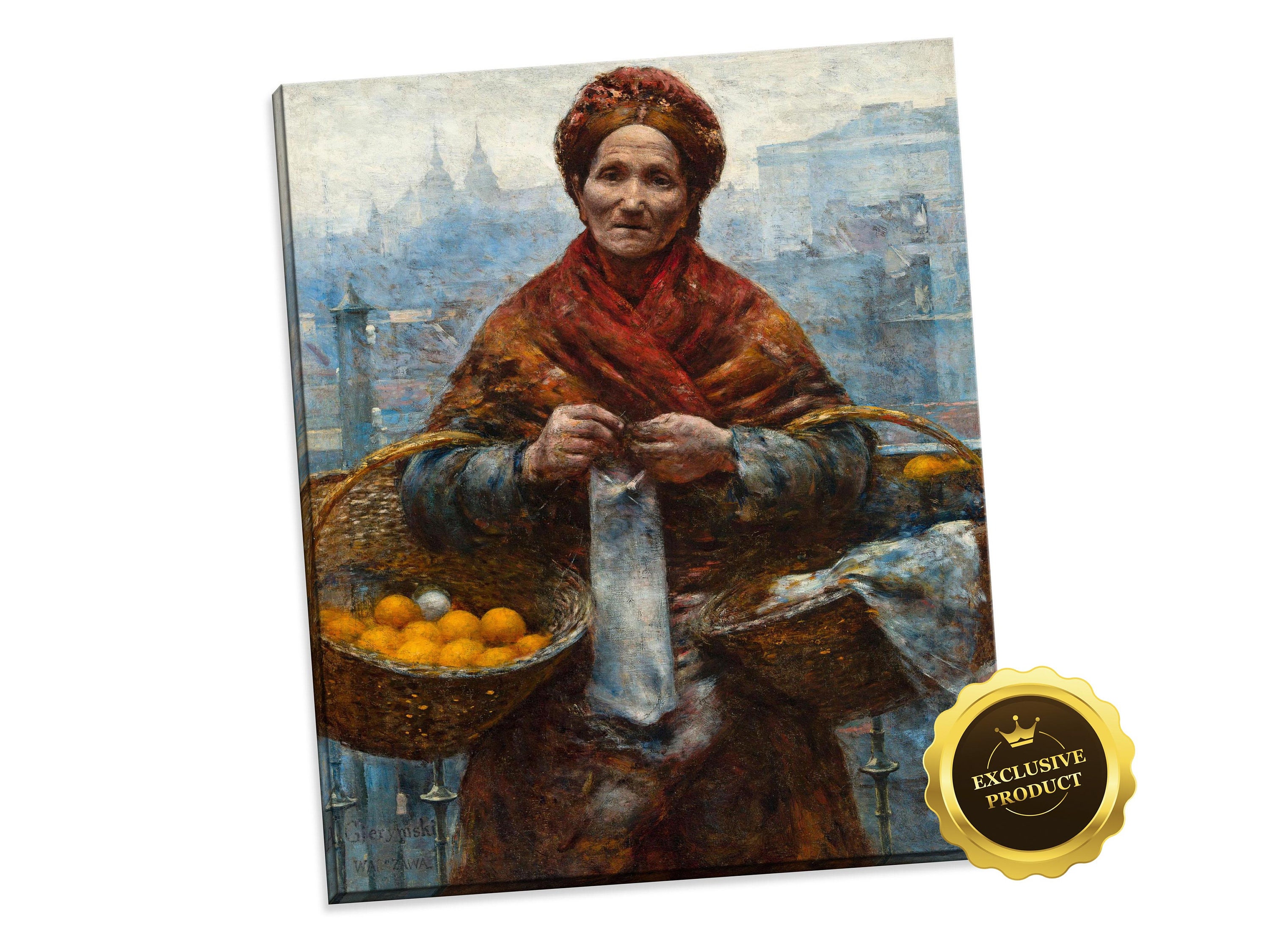 Wall Decor from Poland Jewess with Oranges Historical Canvas Canvas Print Aleksander Gierymski Classic Polish Paint Reproduction Wall Decor from Poland Jewess with Oranges Historical Canvas Canvas Print Aleksander Gierymski Classic Polish Paint Reproduction