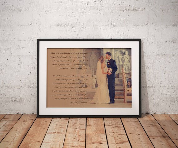Vintage Photo Art With Lyrics, Wedding Photo Giclee Print, Anniversary  Gift, Framed Fine Art Print With Vows, Custom Wedding Photo Print - Etsy