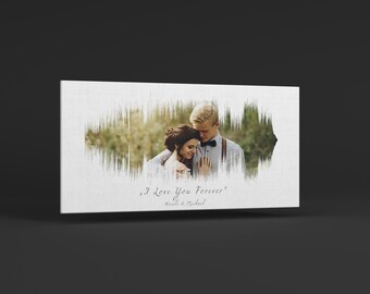 Photo Soundwave Art Print, Personalized Sound Wave Print with Couple Picture, Gift for Her or Him, Soundwave Art Print on Canvas