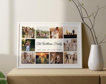 Impresión de collage de fotos familiar personalizada / Marco de collage de fotos / Impresión enmarcada para pared / Arte de collage de varias fotos / Regalo de Navidad