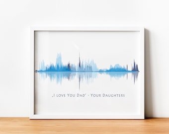 Regalo para el padre, Regalo para la madre, Impresión de arte de onda de sonido de voz, Impresión de bellas artes con su voz, canción o grabación, Impresión de arte de onda de sonido