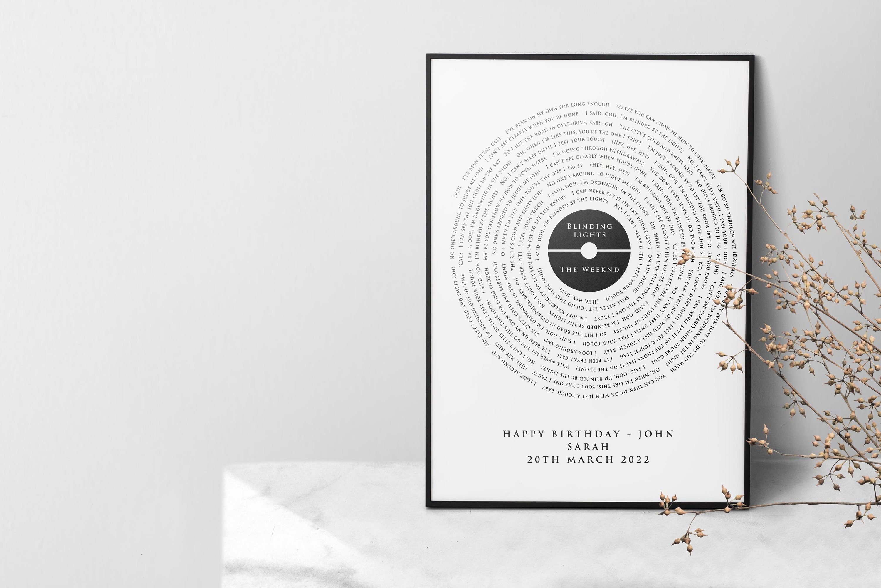 Personalised Song Lyrics Vinyl Record Wall Art LP Print