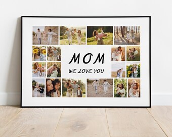 Maximaal 20 FOTOCOLLAGE, fotocadeau voor mama mama, fotocollage met lijst, Moederdagcadeau, gepersonaliseerd moedercadeau, ingelijst opt.